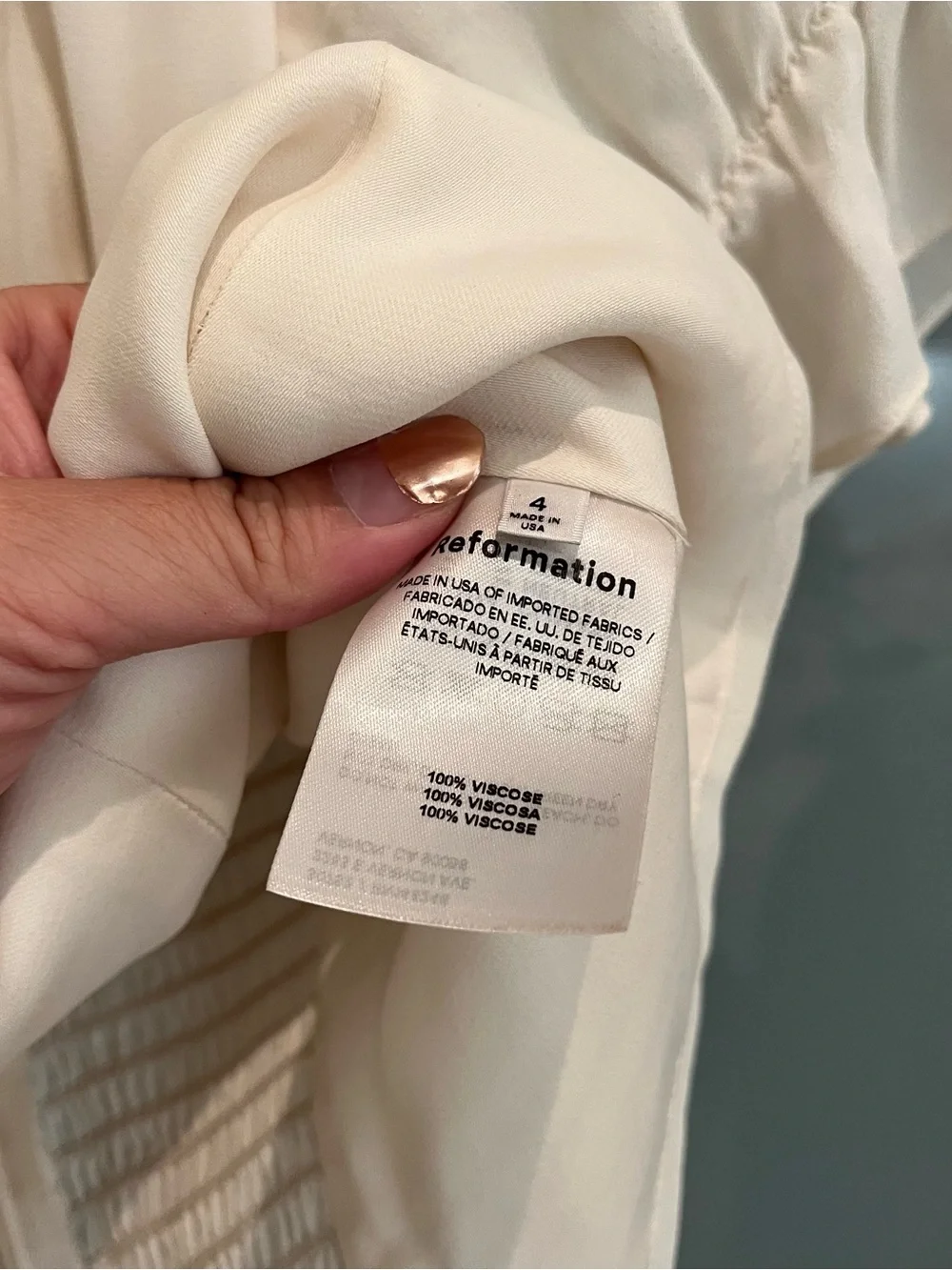 Reformation “Delevan” White Puff-Sleeve Tie-Front Blouse - Size 4